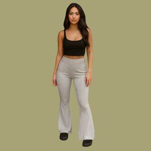 Forever 21 Women’s Grey Ribbed Flare Pants – XS High Waist Lounge Streetwear